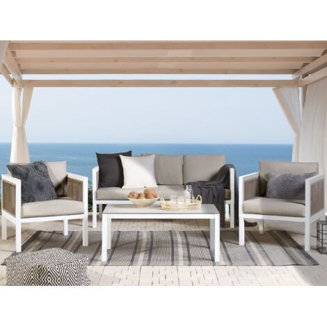 Divano Da Giardino In Polyrattan - Salotto Esterno Con Cuscini Spessi, Design Moderno - Foto 10