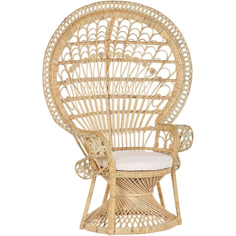 Sedia Beige in Rattan con Schienale Alto da Esterno o Interno Emmanuelle (1/5)