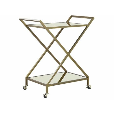 Carrello da Cucina con Rotelle Glamour Piano Specchiato ed Oro Ivera