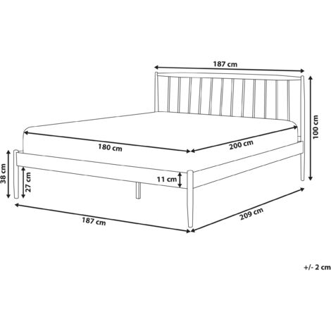 Letto in Metallo Bianco Gambe Marroni con Rete a Doghe 180 x 200 cm Maurs