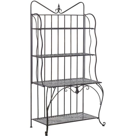 Scaffale da Giardino con 4 Ripiani in Metallo Nero Vintage Retro Pavona
