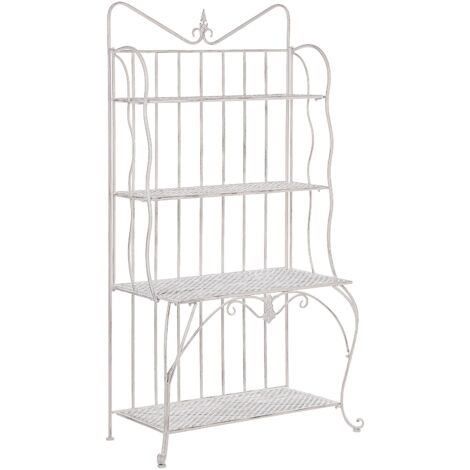 Scaffale da Giardino con 4 Ripiani in Metallo Beige Vintage Retro Pavona