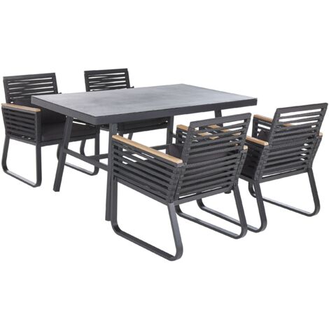 Moderno Set da Pranzo da Giardino in Metallo Nero a 4 Posti Canetto (1/5)