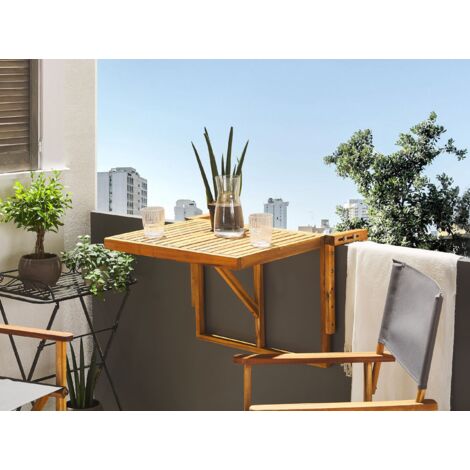 Tavolino Da Balcone Pieghevole Relaxdays - Appendibile, Regolabile In Altezza, Salvaspazio, Legno Marrone