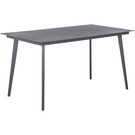 Moderno Tavolo da Giardino a 4 Posti in Alluminio Piano in Vetro Temperato 140 x 80 cm Grigio Mileto (1/5)