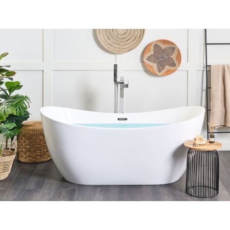 Vasca da Bagno Freestanding in Acrilico Sanitario Bianco 170 x 77 cm : Beliani