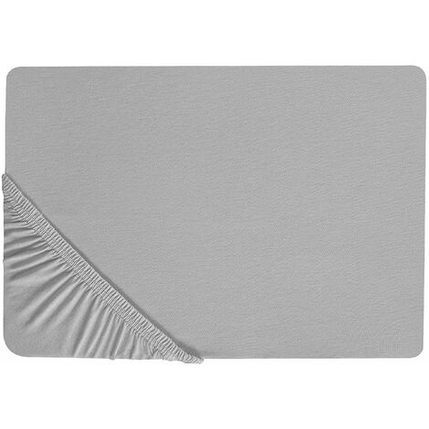 Beliani Coprimaterasso in cotone grigio chiaro con bordi elastici 200 x 200 cm Hofuf 