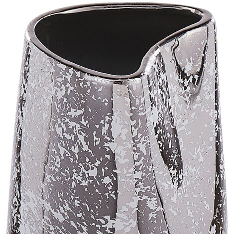 Vaso Decorativo in gres porcellanato Argentata Forma Irregolare 12 x 32 cm : Beliani