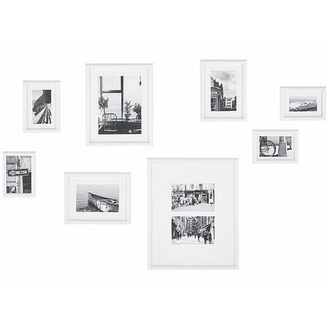 Set di 8 cornici per foto bianche in MDF varie dimensioni quadri multi foto  Garango