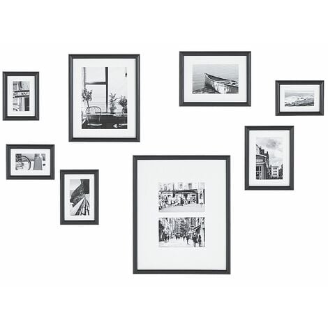 Set di 8 cornici per foto nere in MDF varie dimensioni quadri
