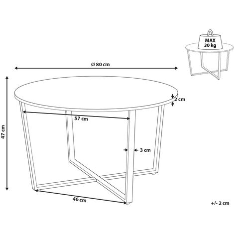 Tavolino da caffè rotondo in MDF scuro con gambe in metallo nero  industriali 80 cm Orick