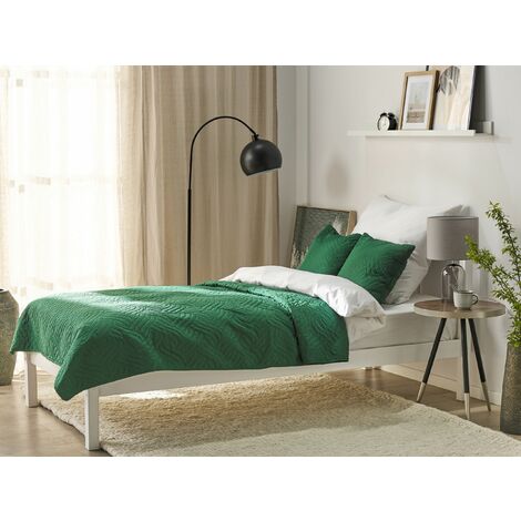 Copriletto con motivo in rilievo trapunta matrimoniale con cuscini in  poliestere 160 x 220 cm verde