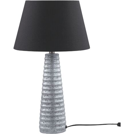 Lampada da tavolo in ceramica 58 cm argento paralume comodino retrò Vilnia