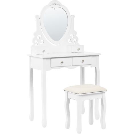 La Tua Beauty Station: Specchio Ribaltabile 2-in-1, Tavolo Trucco Con 2 Cassetti E Sgabello Incluso - 2