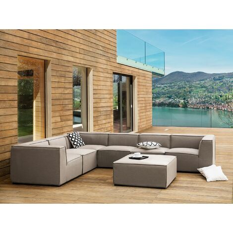 Set da Salotto grigio a 7 Posti Componibile con Pouf destro Arezzo