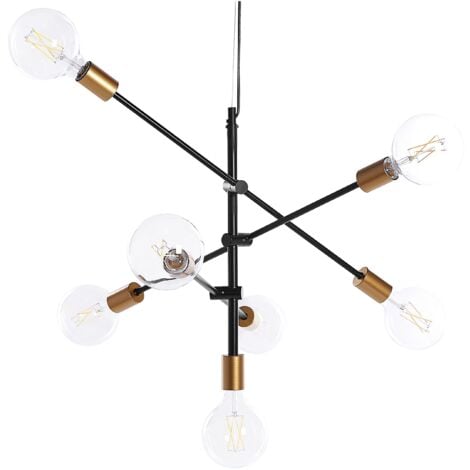 Lampadario metallo nero e oro a 7 Luci lampada sospesa design industriale  Cremera