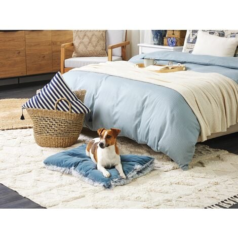 Cuccia animali letto per cani lettino gatti velluto blu con nappe 60 x 45  cm Ergani