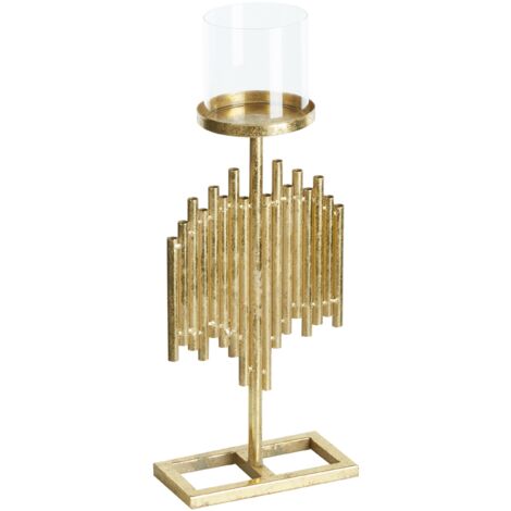 Candelabro oro antico in metallo vetro con 5 portacandele alto 80