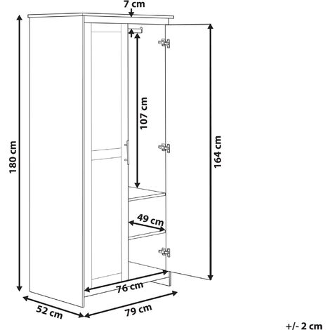 Armadio a 2 ante legno e bianco scaffali e asta appendiabiti 180 cm Sellin