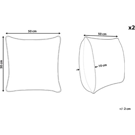 Set di 2 cuscini decorativi cotone ricamato multicolore 50 x 50 cm PHUSRO