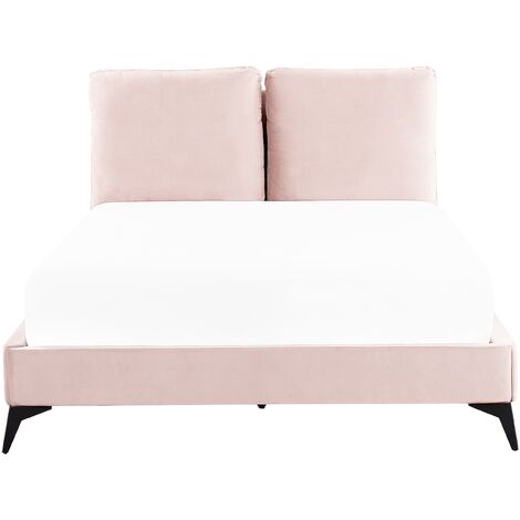 Letto imbottito moderno in velluto rosa 140 x 200 cm Melle