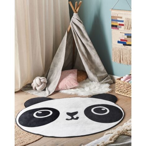 Tappeto per bambini cameretta stampa animale panda ⌀ 120 cm bianco e nero  Panda