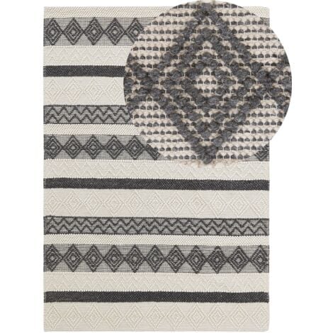 Tappeto in lana intrecciata a mano motivo geometrico 160 x 230 cm