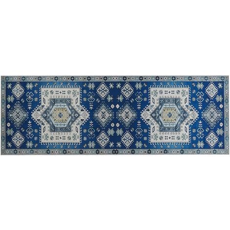 Tappeto moderno passatoia corridoio motivo geometrico 80 x 200 cm blu  Parvakadli