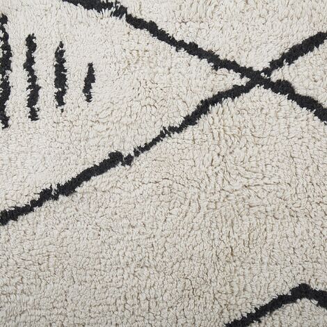 Tappeto cotone nero e bianco sporco 140 x 200 cm motivo geometrico  orientale Kebir