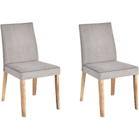Sedie design in tessuto grigio chiaro e base in legno scuro (set di 2) SLAM  - Miliboo