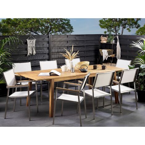 Tavolo da pranzo pieghevole da giardino 120x70 cm legno chiaro