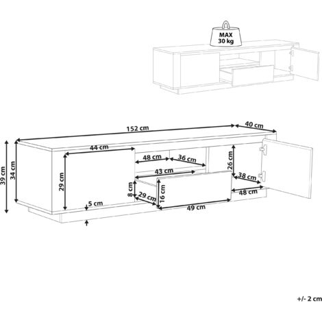 Mobile TV legno chiaro e nero BILLINGS 