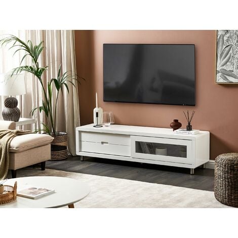 Porta TV chiuso con vetro e 2 cassetti bianco Pemborke