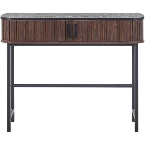 Consolle scandinava effetto legno con porta scorrevole scanalata