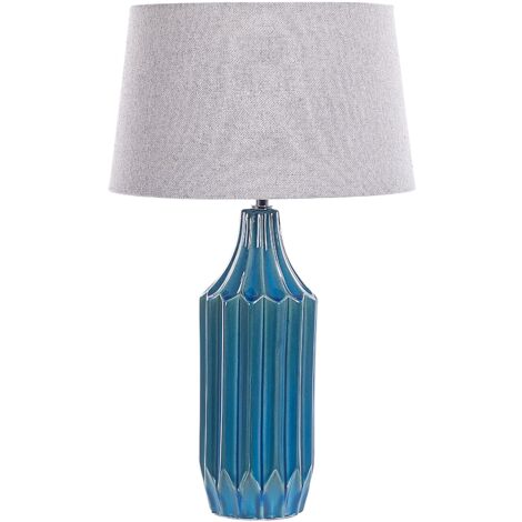 Lampada tavolo o comodino base argento paralume grigio GLOBO LIGHTING 21719 Idea Luce di Filippi