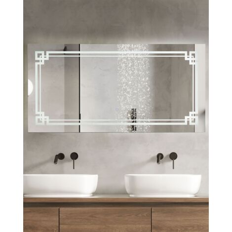 Specchio Da Bagno TETOTE Rettangolare - 152.4x76.2 Cm, Nichel Spazzolato, Vetro Temperato, Cornice Forte - Foto 8