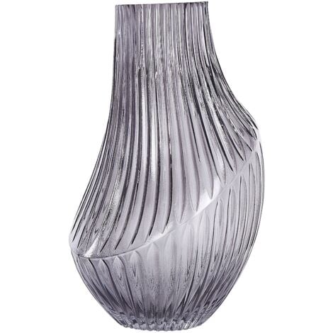 Vaso di fiori di forma astratta in vetro grigio 36 cm Myrsina