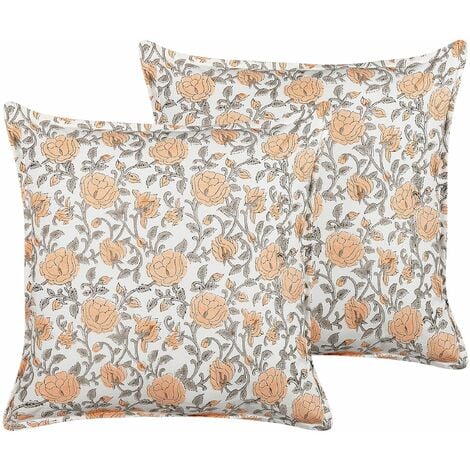 Set di 2 cuscini cotone motivo floreale rose 45x45 cm multicolore Meadia