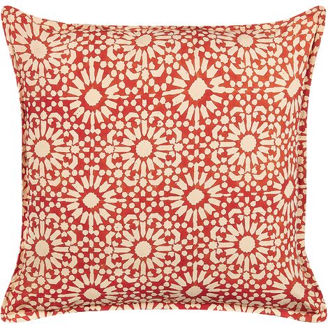 Set di 2 cuscini decorativi cotone rosso crema motivo geometrico 45 x 45 cm  Ceiba