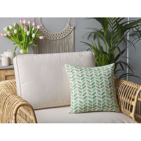 Cuscino In Tessuto Gisela Graham Con Stampa Palme, Colore Foglia Di Tè - Morbido E Decorativo Per Letto O Divano
