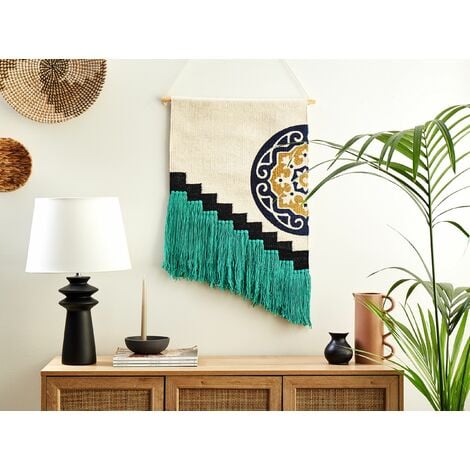 Decorazione da parete boho fatta a mano in cotone multicolore Nowshera