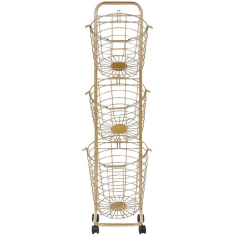 HOMCOM Carrello Portaoggetti con 3 Cestini Estraibili e Ruote, Carrello da Cucina Salvaspazio in Acciaio e Plastica, Bianco