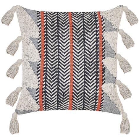 Fusion Lennox - Cuscino imbottito in 100% cotone, 43 x 43 cm, colore: Grigio
