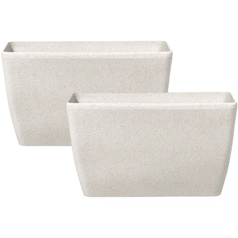 Set di 2 vasi per piante polvere di pietra beige chiaro 74 x 32 cm Baris (1/5)