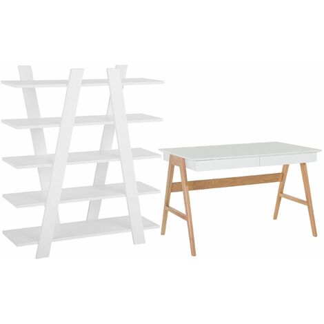 Set arredo ufficio scrivania libreria home office bianco legno