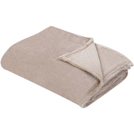 Coperta plaid in poliestere beige 200 x 220 cm morbido Bayburt