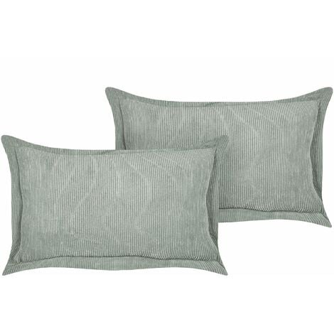 Set di 2 cuscini decorativi in velluto a coste verde chiaro 47 x 27 cm  Zinnia