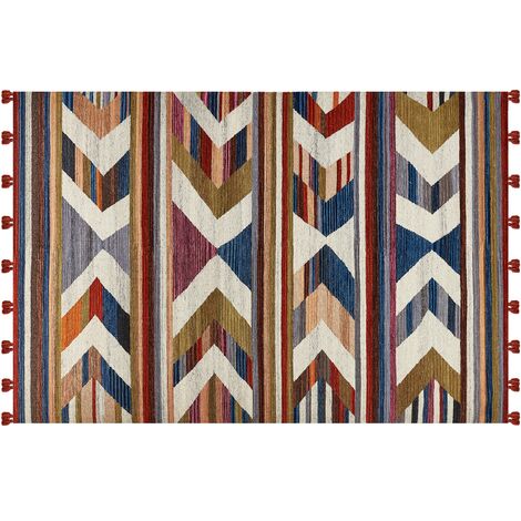 Tappeto kilim tessuto a mano in lana e cotone 