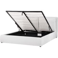 Letto matrimoniale bianco crema con contenitore 160 x 200 cm Bayonna