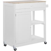 FKW78-W SoBuy Carrello di servizio bianco Carrello cucina,Scaffale da cucina,in legno